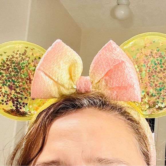 Disney Parks Shanghai Disneyland yellow glitter Minnie Mouse Ears headband main image 4